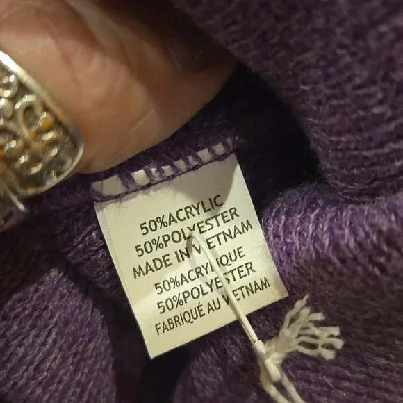 NWT The Salty Collection Heather Purple "Salty" Pom Beanie - Picture 5 of 7